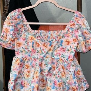 Floral Puff Sleeve Top